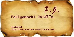 Peklyanszki Jolán névjegykártya